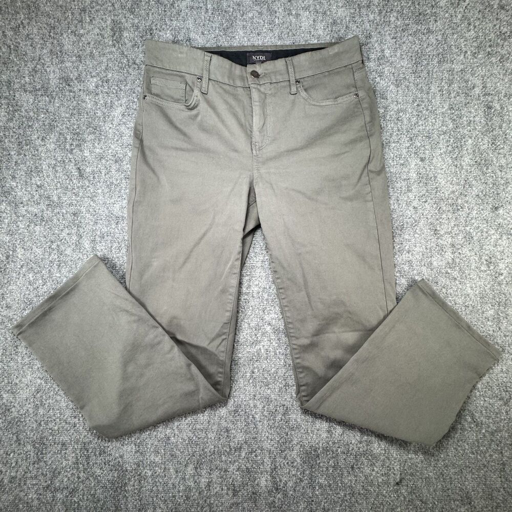 NYDJ Marilyn Straight Leg Jeans Women's Medium Vine Leaf Olive Green Lift Tuck